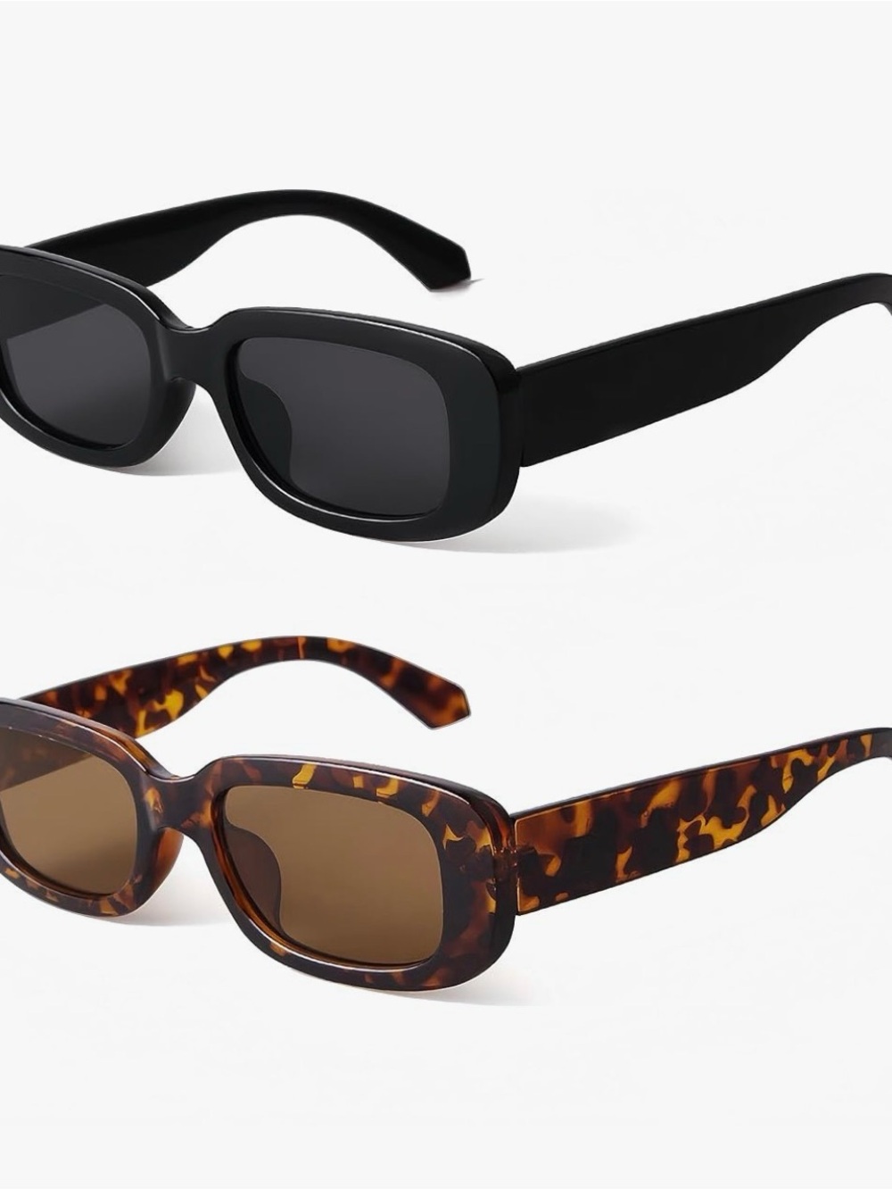 BUTABY Amazon Black and Tortoiseshell Rectangular Sunglasses